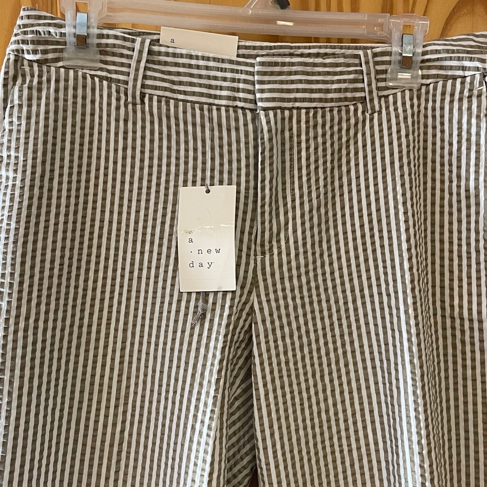{A NEW DAY} NWT SEERSUCKER STRIPED PANTS WOMEN 4 REGULAR SLIM ANKLE - Picture 3 of 7